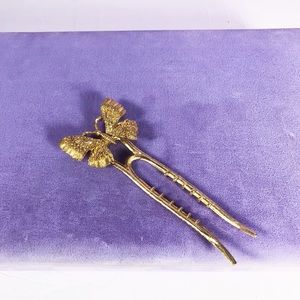Vintage Butterfly golden fork hair stick pin,